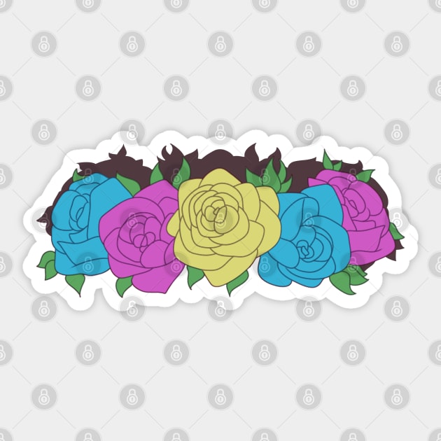 Pansexual Pride Flower Crown Sticker by celestialuka